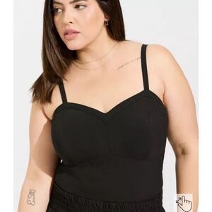 Torrid Women Sz 3 (22/24) Black Seersucker Sleeveless Bralette Crop Tank Top NWT